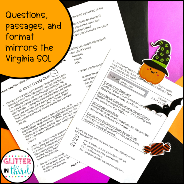 3rd Grade Halloween Reading SOL Passage Review