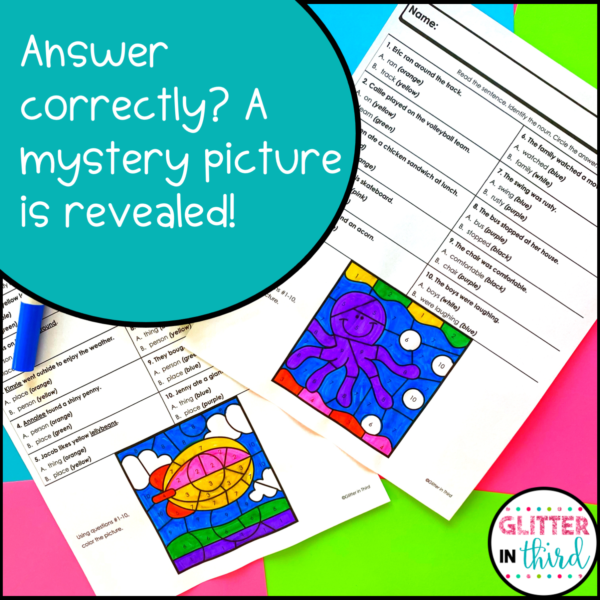 Nouns Worksheets Color-By-Number Grammar