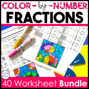 fractions color by number worksheets 3rd