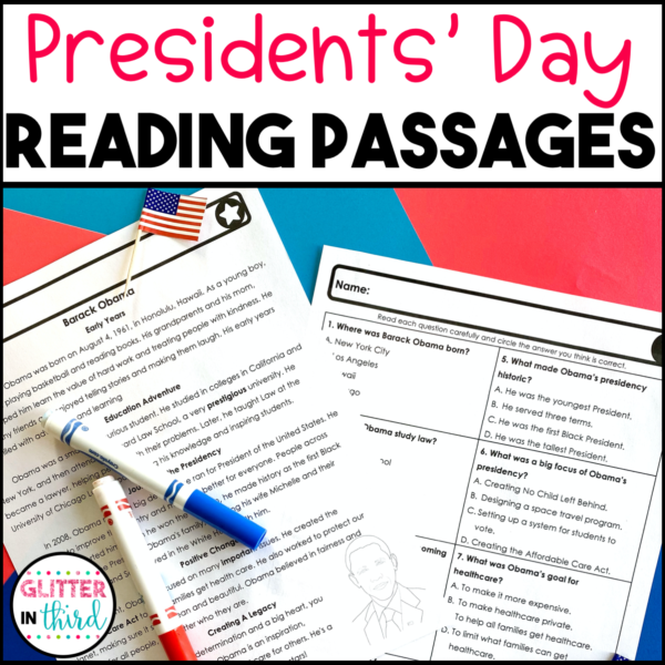 Presidents' Day Reading Comprehension Passages Worksheets