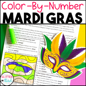 Mardi Gras Reading Comprehension Color By Number Worksheets