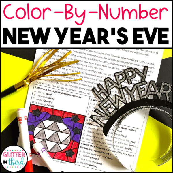 New Year Reading Comprehension Color By Number Worksheets