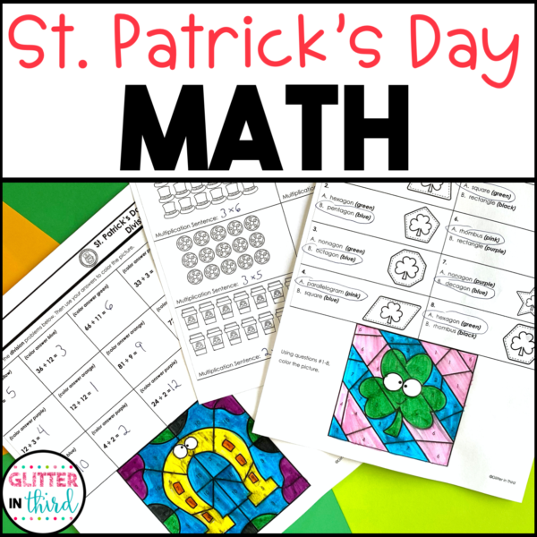 3rd Grade St. Patrick's Day Math Worksheets No Prep Color-By-Number