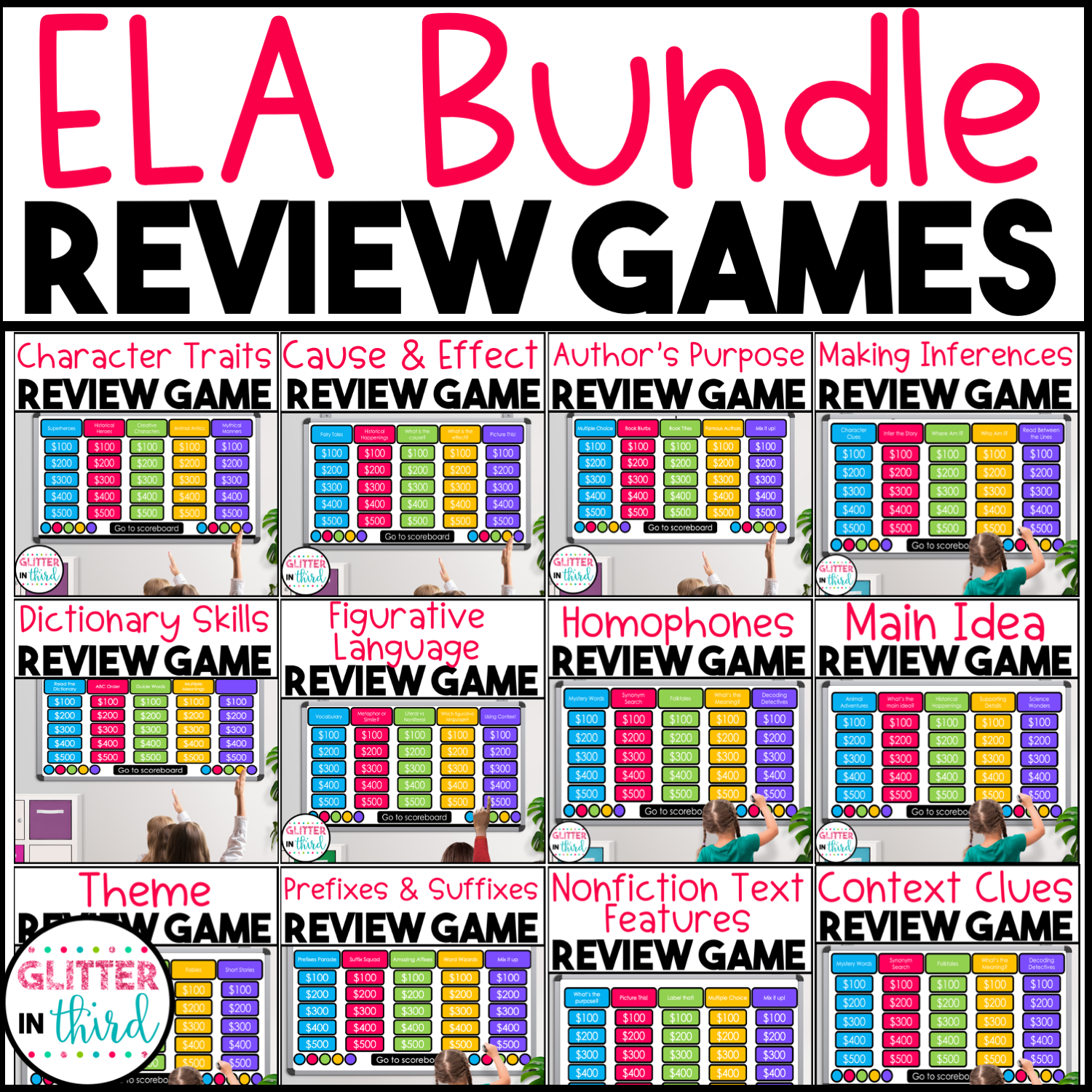 3rd Grade Reading Strategies Jeopardy SOL Review Game Practice BUNDLE