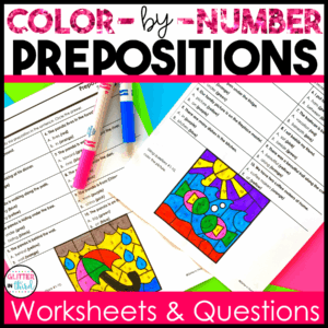 prepositions grammar color by number worksheets 3rd