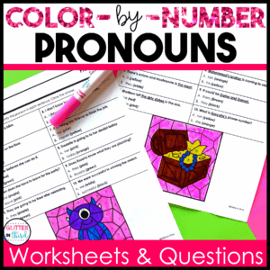 pronouns grammar color by number worksheets 3rd