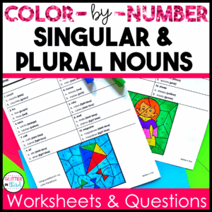 singular plural nouns grammar color by number worksheets 3rd