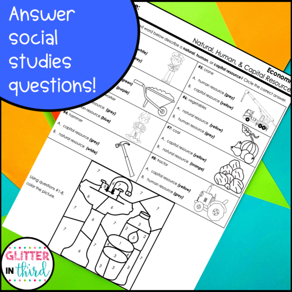 3rd Grade Social Studies Color-By-Number Worksheets