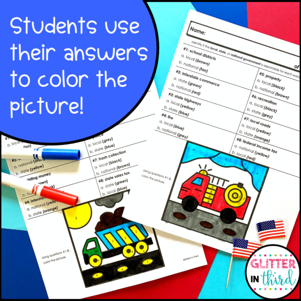 3rd Grade Social Studies Color-By-Number Worksheets