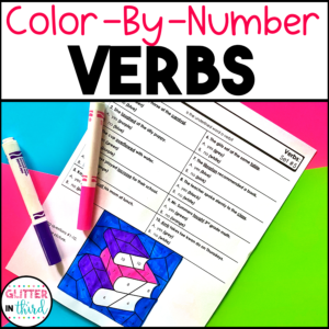 Verbs Worksheets Color-By-Number Grammar