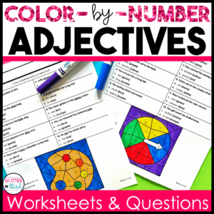 adjectives grammar color by number worksheets 3rd