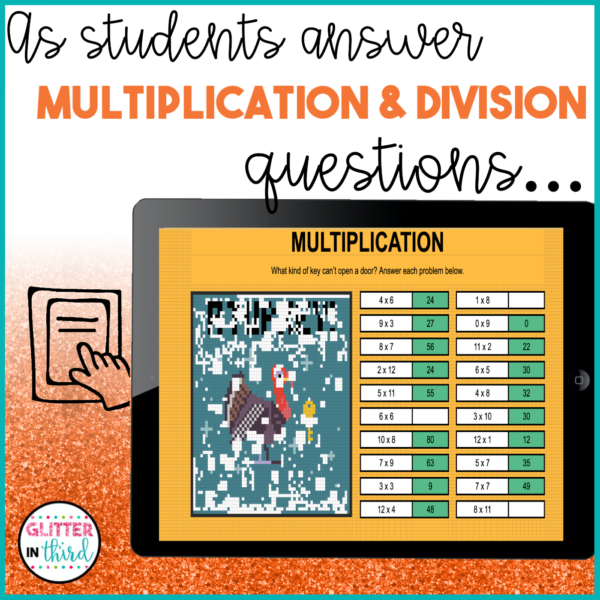 Thanksgiving Multiplication Division Pixel Art