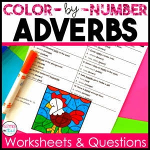 adverbs grammar color by number worksheets 3rd