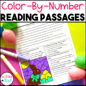 Easter Reading Comprehension Color By Number Worksheets