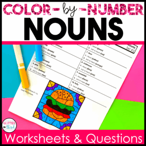 nouns grammar color by number worksheets 3rd
