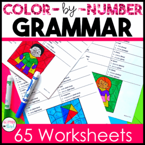 grammar color by number worksheets 3rd