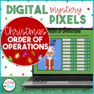 Christmas Order of Operations PEMDAS Pixel Art Activities