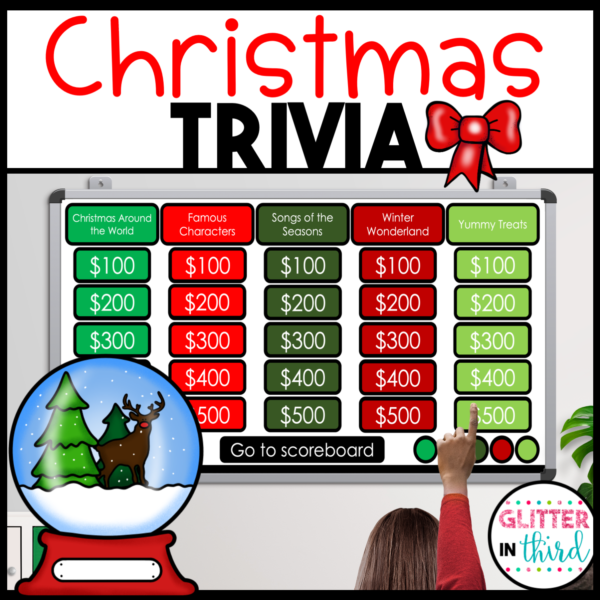 Christmas Trivia Jeopardy Party Game for Classroom & Family