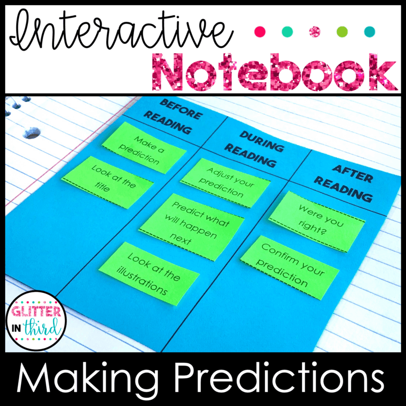 Making Predictions Interactive Notebook Graphic Organizer & Activities 3rd Grade