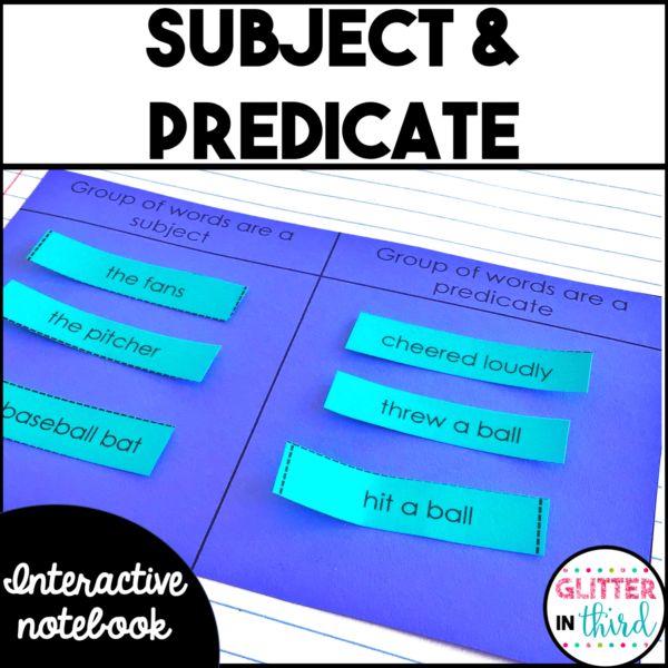 Subject and Predicate Grammar Interactive Notebook Activities