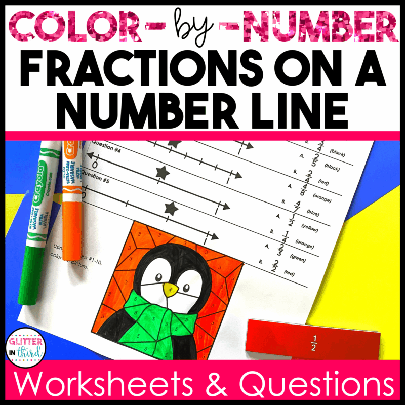 fractions number line color by number 3rd