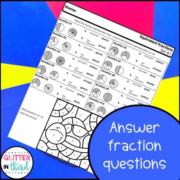 equivalent Fractions Color By Number Worksheets