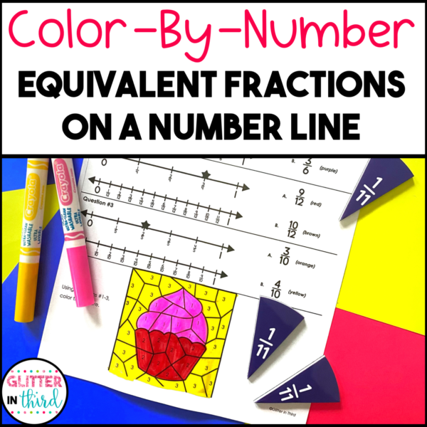 Equivalent Fractions on a Number Line Color By Number Worksheets