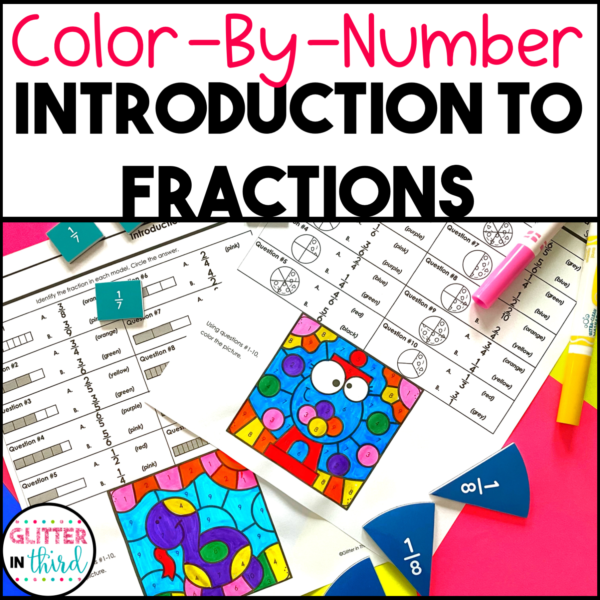 3rd Grade Introduction to Fractions Color By Number Worksheets