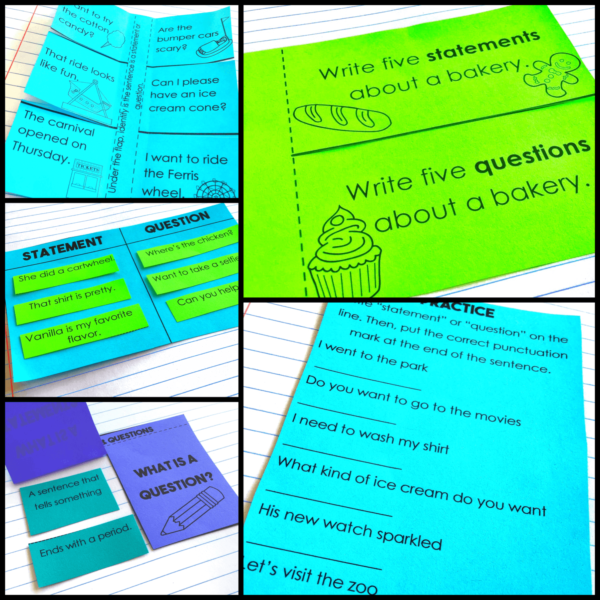 Statements and Questions Grammar Interactive Notebook Activities