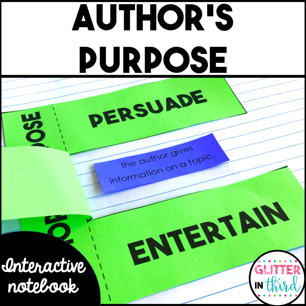 Author's Purpose PIE Reading Interactive Notebook Activities - Glitter ...