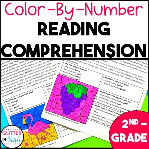 2nd Grade Reading Comprehension Passages and Questions Color By Number Worksheets BUNDLE