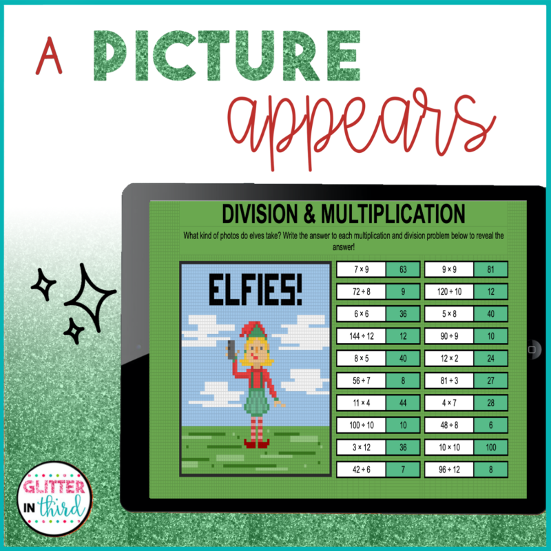 Christmas Multiplication & Division Pixel Art Activities - Glitter in Third