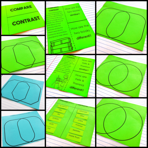 Compare and Contrast Graphic Organizer Interactive Notebook Activities