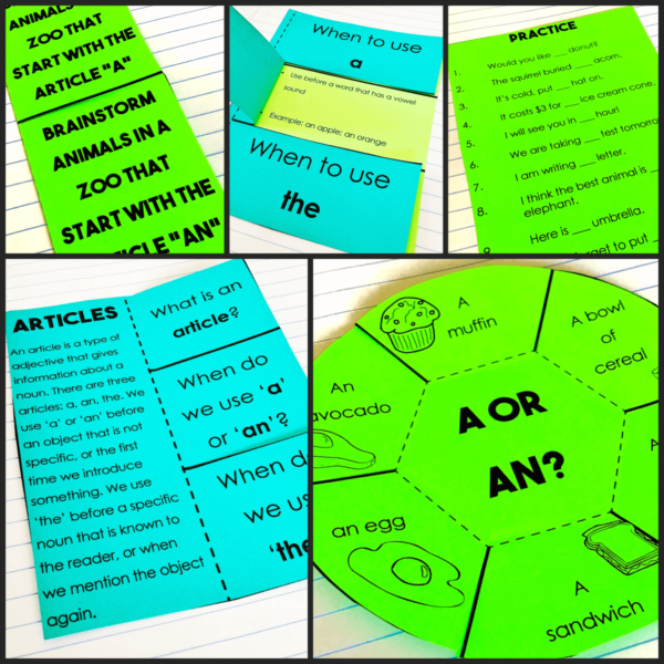 Articles A And The Grammar Interactive Notebook Activities