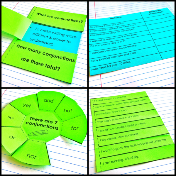 Conjunctions Grammar Interactive Notebook Activities