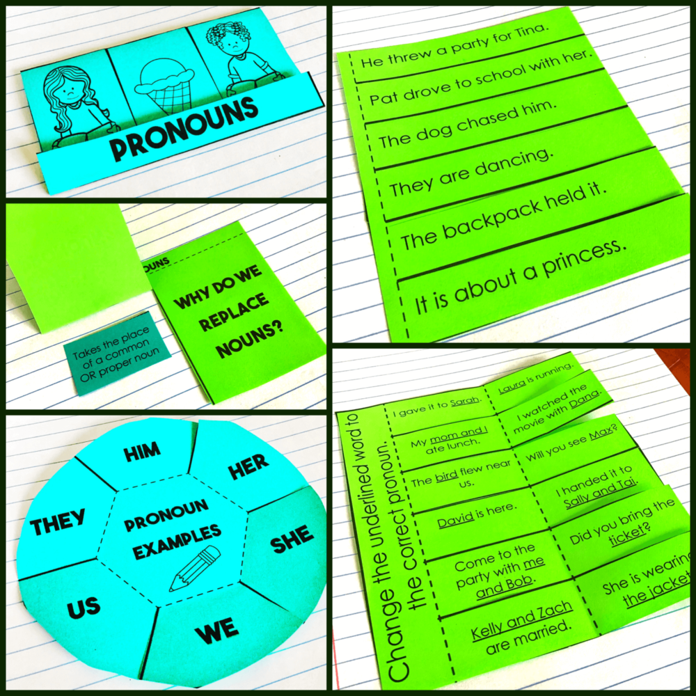 Pronouns Grammar Interactive Notebook Activities - Glitter in Third