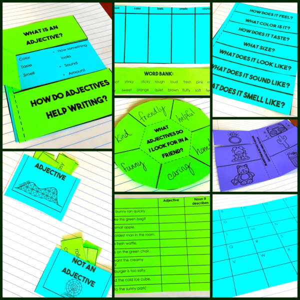 Adjectives Grammar Interactive Notebook Activities