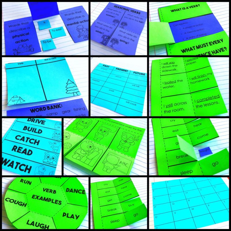 Verbs Interactive Notebook Verbs Grammar Interactive Notebook Activities - Glitter in Third