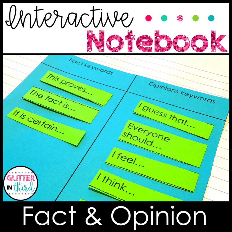 Fact & Opinion Activities for an Interactive Notebook 3rd Grade