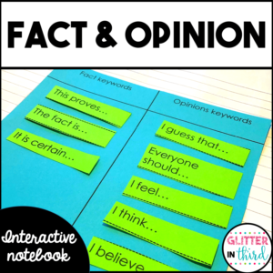 Fact & Opinion Activities for an Interactive Notebook