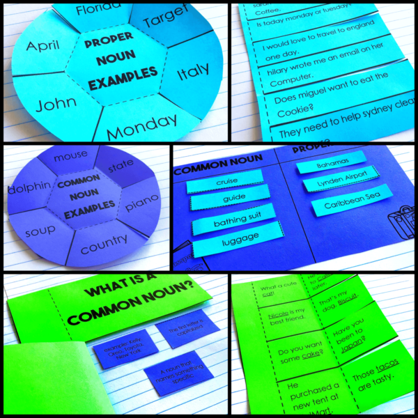 Common & Proper Nouns Grammar Interactive Notebook Activities