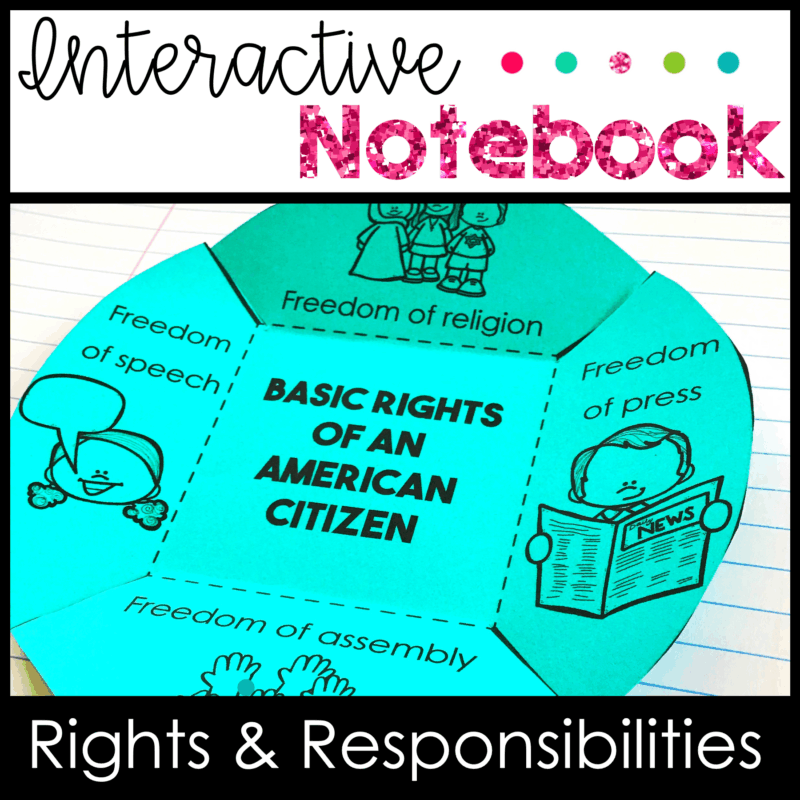 Rights & Responsibilities Interactive Notebook Activities Social Studies SOL