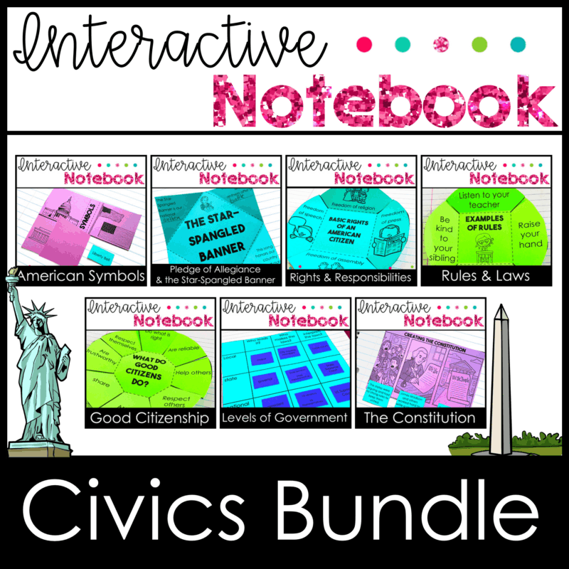 Civics & Government Activities Interactive Notebook for 3rd Grade Social Studies SOL BUNDLE