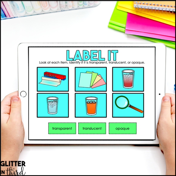 Transparent, Translucent, & Opaque Light Activities & Reading Passages for Google Classroom