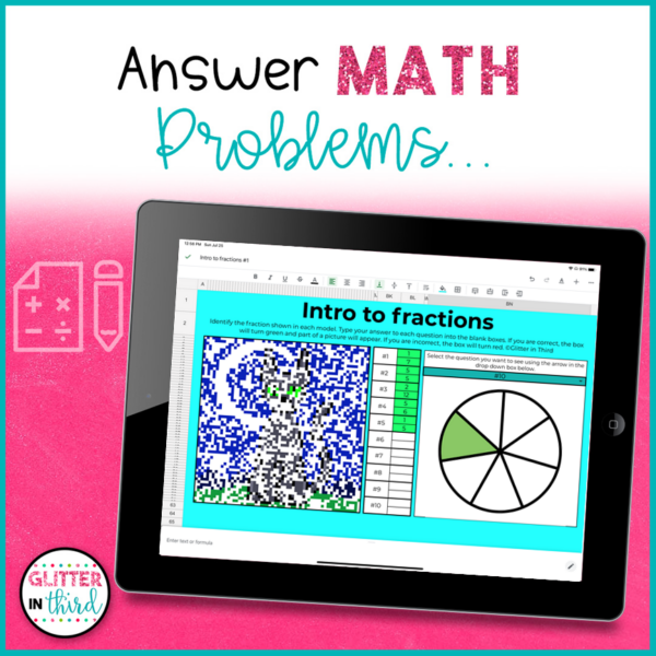 Introduction to Beginning Fractions 3rd Grade Pixel Art