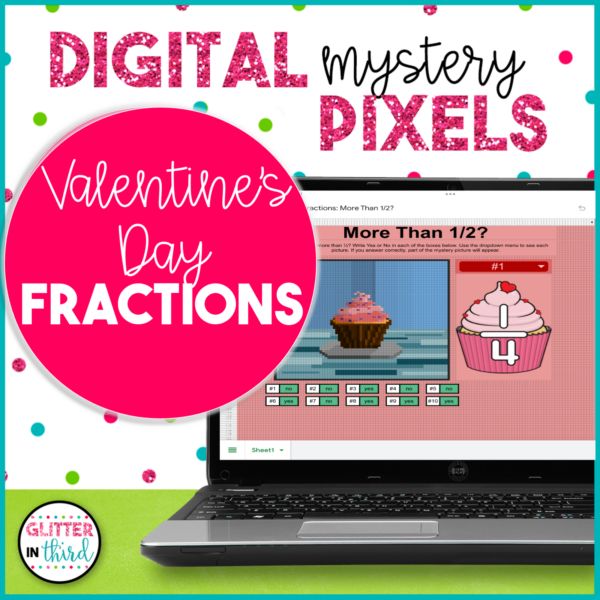 Valentine's Day Fractions Math Pixel Art