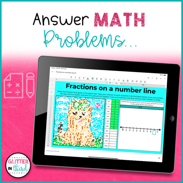 Fractions on a Number Line Pixel Art