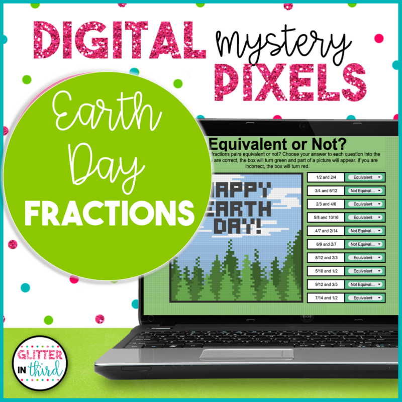 Earth Day Fractions Pixel Art