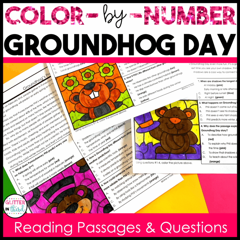 groundhog day color by number reading passages 3rd