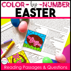 easter color by number reading passages 3rd